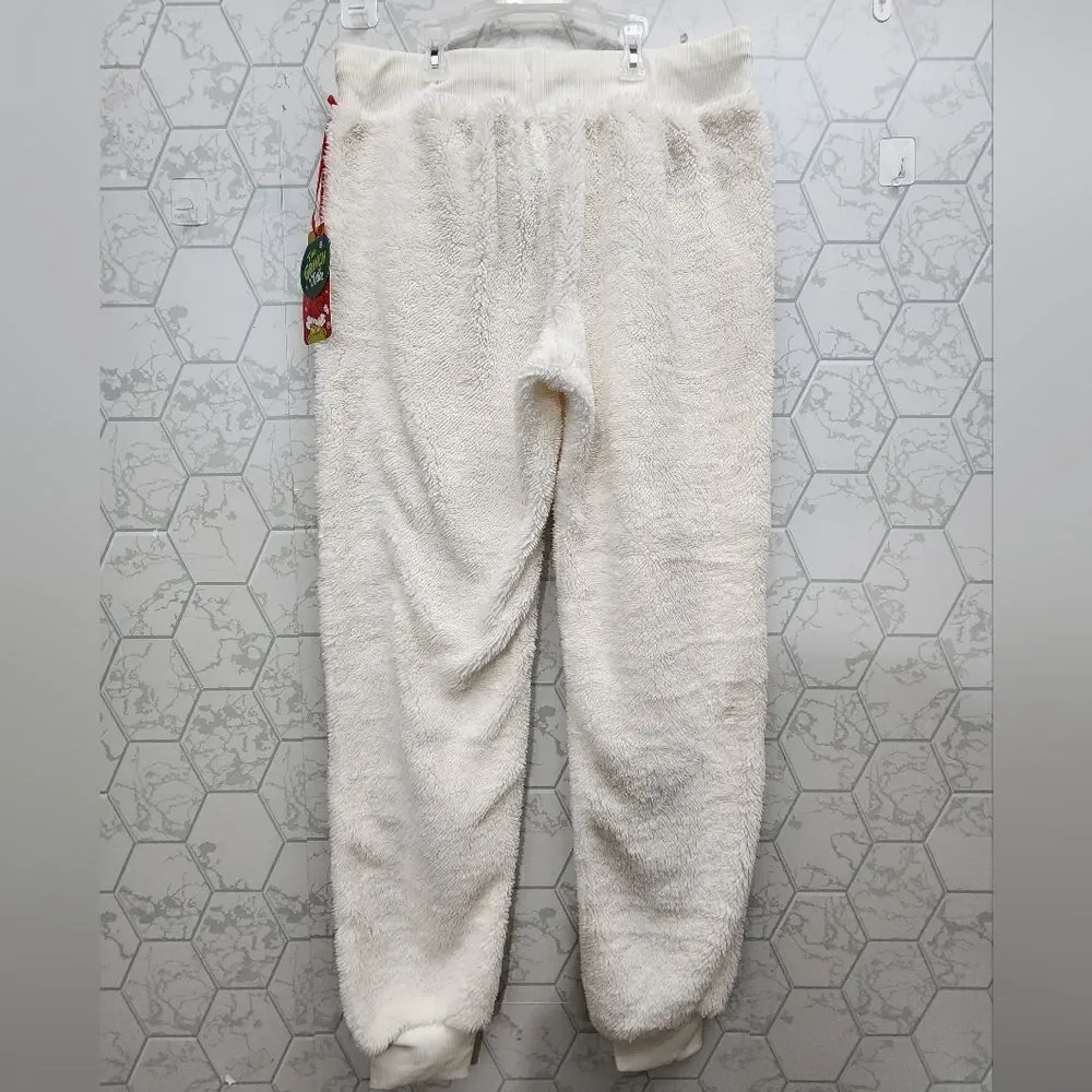 New Girls Justice The Grinch Joggers White Sherpa Christmas